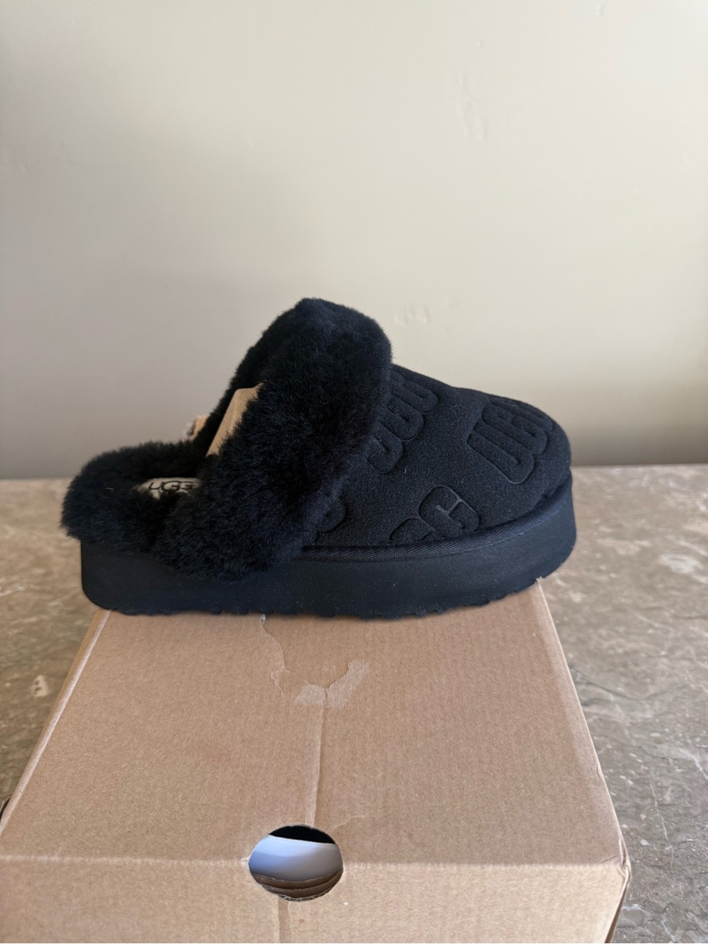 UGG Black Quilted Sherpa Clog